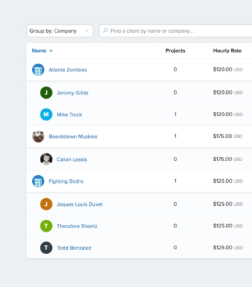 Company data interface.