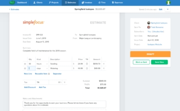 Invoice builder screenshot.