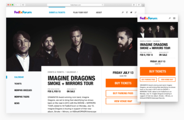 FedExForum mobile and desktop homepages.