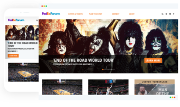 FedExForum mobile and desktop homepages.